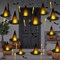 Black Light-Up Witch Hats with Flameless Candles& 3D Bat Wall Stickers – Halloween Decor